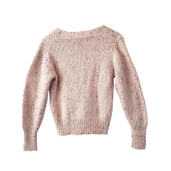 Magaschoni Pale Pink Confetti Speckle Chunky Wool Alpaca Blend Sweater Sz MED - Picture 4 of 16